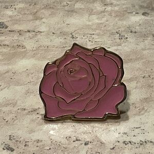 Vintage Pink Enamel Rose Tac Pin 1” across